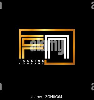 FN Logo letter monogram shape line golden vector template. Business monogram company Stock Vector