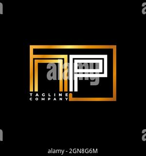 NP Logo letter monogram shape line golden vector template. Business monogram company Stock Vector