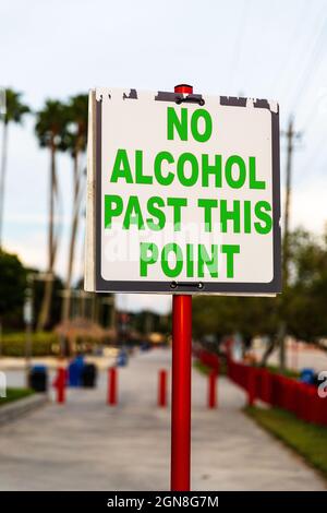 No Alcohol Past this point sign in green letters Stock Photo