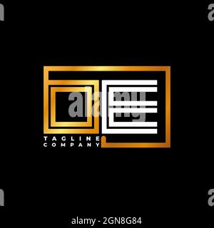 OE Logo letter monogram shape line golden vector template. Business monogram company Stock Vector