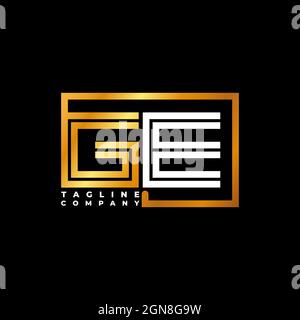 GE Logo letter monogram shape line golden vector template. Business monogram company Stock Vector
