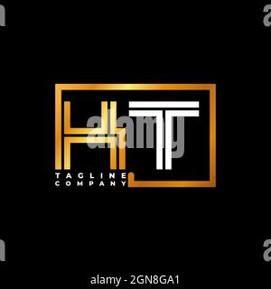 KT Logo letter monogram shape line golden vector template. Business monogram company Stock Vector