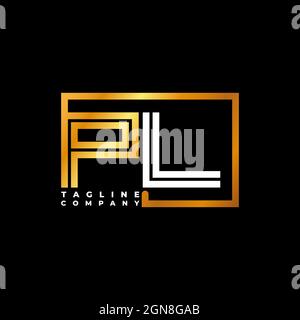 PL Logo letter monogram shape line golden vector template. Business monogram company Stock Vector