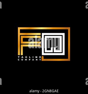 FQ Logo letter monogram shape line golden vector template. Business monogram company Stock Vector