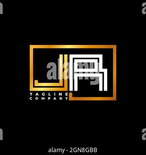 JR Logo letter monogram shape line golden vector template. Business monogram company Stock Vector