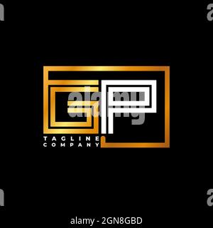 GP Logo letter monogram shape line golden vector template. Business monogram company Stock Vector