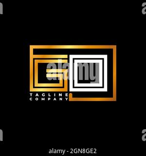 GO Logo letter monogram shape line golden vector template. Business monogram company Stock Vector