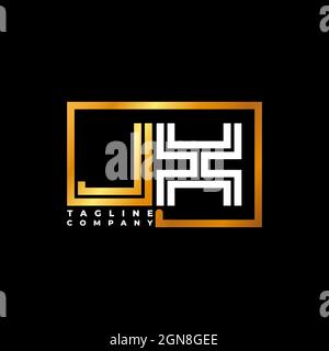 JX Logo letter monogram shape line golden vector template. Business monogram company Stock Vector