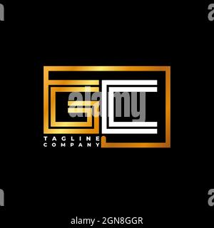 GC Logo letter monogram shape line golden vector template. Business monogram company Stock Vector
