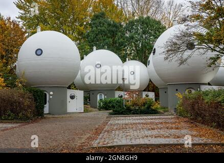 Experimental bulb houses called Bolwoningen in dutch city Den