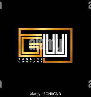 GW Logo letter monogram shape line golden vector template. Business monogram company Stock Vector