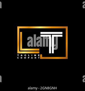 LT Logo letter monogram shape line golden vector template. Business monogram company Stock Vector