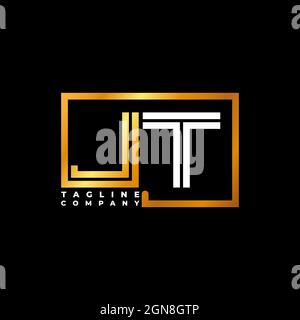 JT Logo letter monogram shape line golden vector template. Business monogram company Stock Vector
