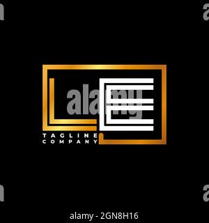 LE Logo letter monogram shape line golden vector template. Business monogram company Stock Vector