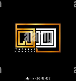 QD Logo letter monogram shape line golden vector template. Business monogram company Stock Vector