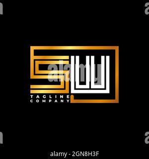 SW Logo letter monogram shape line golden vector template. Business monogram company Stock Vector