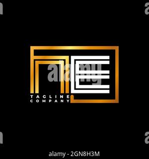 NE Logo letter monogram shape line golden vector template. Business monogram company Stock Vector