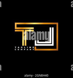 TJ Logo letter monogram shape line golden vector template. Business monogram company Stock Vector