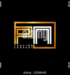 PN Logo letter monogram shape line golden vector template. Business monogram company Stock Vector