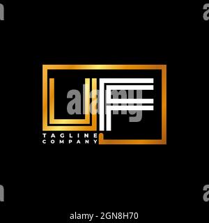 UF Logo letter monogram shape line golden vector template. Business monogram company Stock Vector