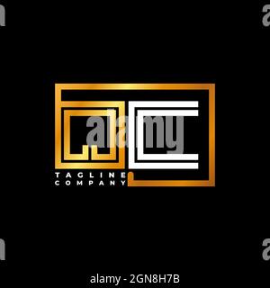 QC Logo letter monogram shape line golden vector template. Business monogram company Stock Vector