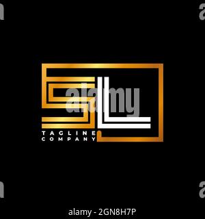 SL Logo letter monogram shape line golden vector template. Business monogram company Stock Vector