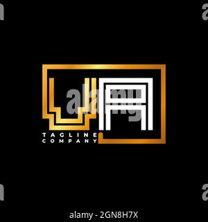 VA Logo letter monogram shape line golden vector template. Business monogram company Stock Vector