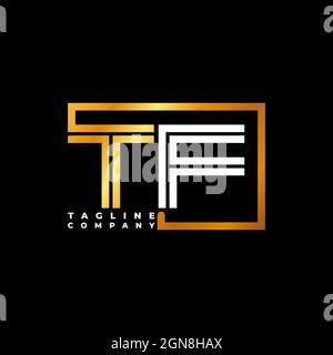 TF Logo letter monogram shape line golden vector template. Business monogram company Stock Vector