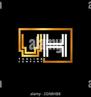 VH Logo letter monogram shape line golden vector template. Business monogram company Stock Vector