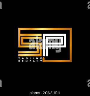 SP Logo letter monogram shape line golden vector template. Business monogram company Stock Vector