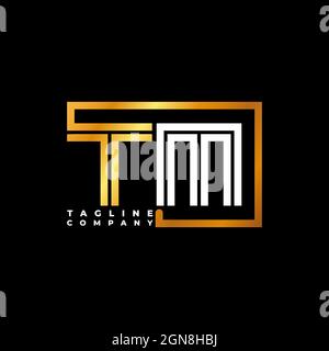 TM Logo letter monogram shape line golden vector template. Business monogram company Stock Vector