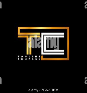 TC Logo letter monogram shape line golden vector template. Business monogram company Stock Vector