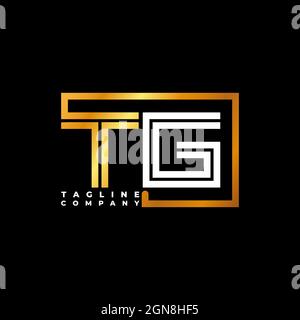 TG Logo letter monogram shape line golden vector template. Business monogram company Stock Vector