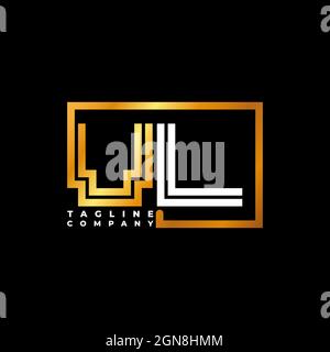 VL Logo letter monogram shape line golden vector template. Business monogram company Stock Vector