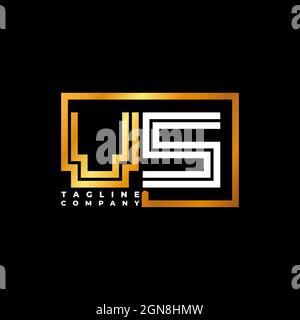 VS Logo letter monogram shape line golden vector template. Business monogram company Stock Vector