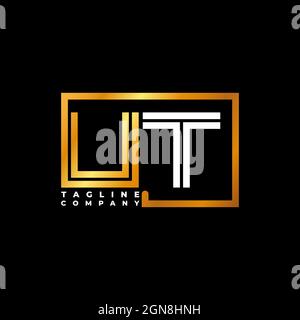 UT Logo letter monogram shape line golden vector template. Business monogram company Stock Vector