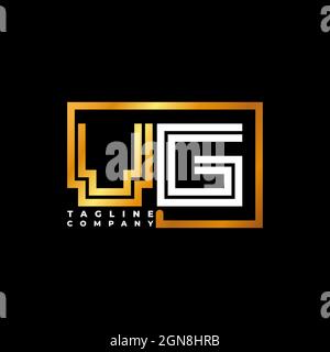 VG Logo letter monogram shape line golden vector template. Business monogram company Stock Vector