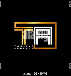 TA Logo letter monogram shape line golden vector template. Business monogram company Stock Vector