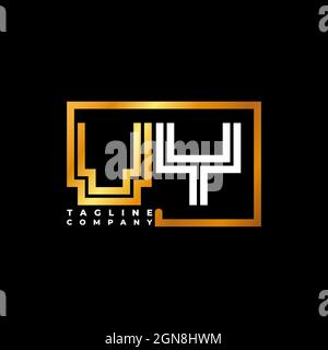 VY Logo letter monogram shape line golden vector template. Business monogram company Stock Vector