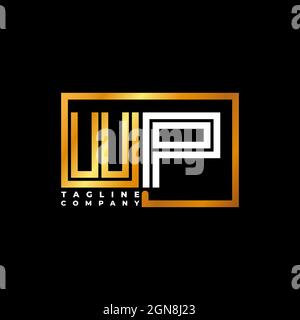 WP Logo letter monogram shape line golden vector template. Business monogram company Stock Vector