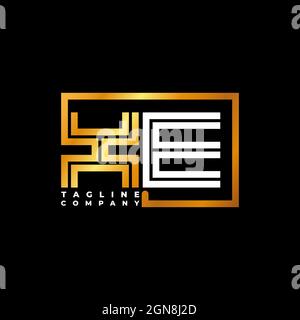 XE Logo letter monogram shape line golden vector template. Business monogram company Stock Vector
