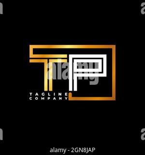 TP Logo letter monogram shape line golden vector template. Business monogram company Stock Vector