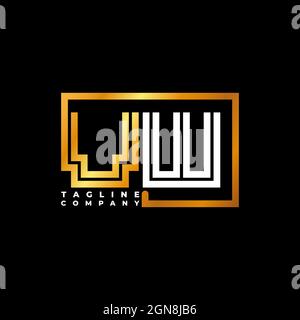 VW Logo letter monogram shape line golden vector template. Business monogram company Stock Vector