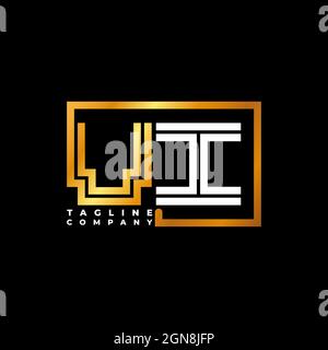 VI Logo letter monogram shape line golden vector template. Business monogram company Stock Vector