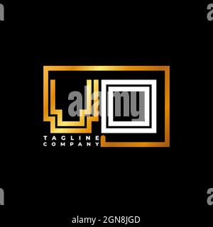VO Logo letter monogram shape line golden vector template. Business monogram company Stock Vector
