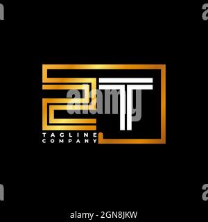 ZT Logo letter monogram shape line golden vector template. Business monogram company Stock Vector