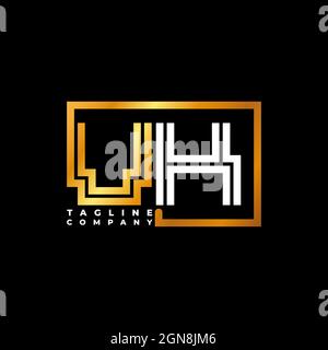 VK Logo letter monogram shape line golden vector template. Business monogram company Stock Vector
