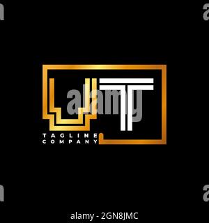 VT Logo letter monogram shape line golden vector template. Business monogram company Stock Vector
