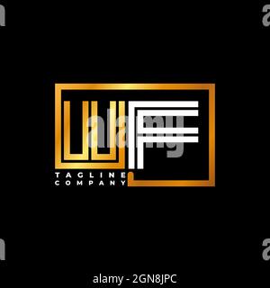 WF Logo letter monogram shape line golden vector template. Business monogram company Stock Vector