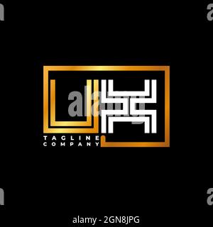 UX Logo letter monogram shape line golden vector template. Business monogram company Stock Vector